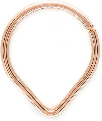Vista 2 de Anillo de tabique chapado en oro rosa con forma de triángulo martillado piercing de nariz calibre 18 tamaño personalizado