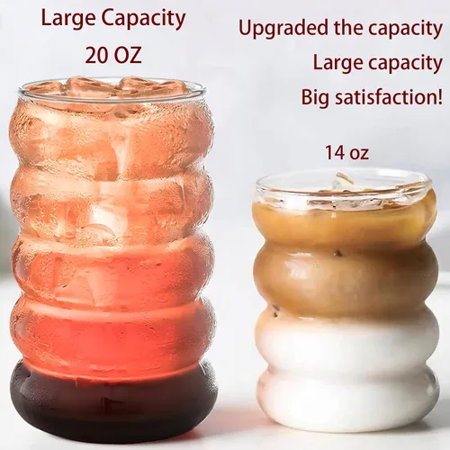Vista 4 de Ework4U Juego de 2 Piezas de Vasos de 20oz con Popotes, Lindas Tazas de Café Helado, Vasos de Café Helado, Jarrones Gruesos para Beber para Batido