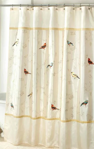 Vista 4 de Avanti Linens - Cortina de tela para la ducha, decoración de baño inspirada en la naturaleza (Colección Aves Doradas, 72")