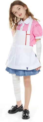 Vista 2 de Mikan Tsumiki - Disfraz de cosplay para Halloween desesperación camisa de sirvienta uniforme con delantal