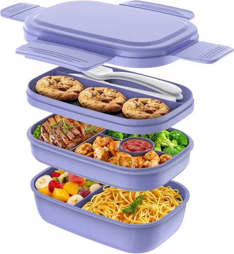 Vista 12 de HOMETALL Caja Bento para Adultos, Envases de Almuerzo para Hombres y Mujeres con 8 Compartimentos, Envases de Almuerzo con Utensilios, 1900ML/51 OZ