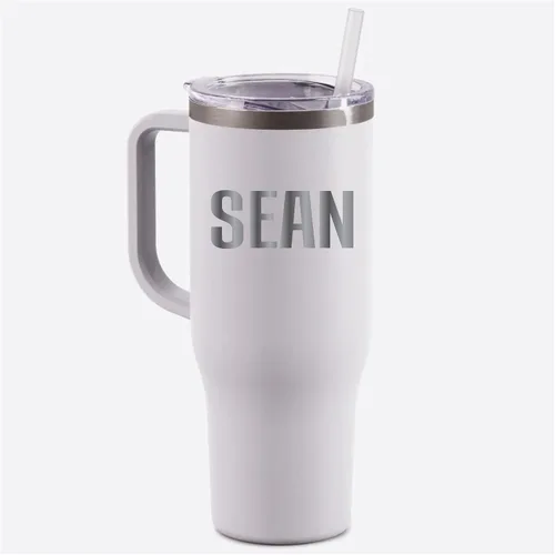 Vista 5 de Personalized Tumbler with Handle, Travel Mug, 40oz Stainless Steel Tumbler, Teacher Travel Mug with Straw, Charger Tumbler (Berry Ombre Glitter)