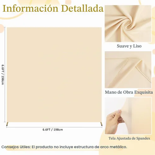 Vista 2 de FOTSHARER Cubierta de arco de color beige cuadrada de 6.6 x 6.6 pies, fundas de arco de globos de elastano, telón de fondo elástico para baby