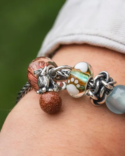 Vista 5 de TROLLBEADS Borla de lealtad ilimitada, Plata esterlina, vidrio aventurina