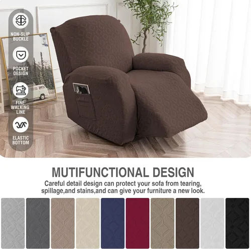 Vista 138 de Gennia Funda Impermeable para Silla Reclinable, Fundas Elásticas para Sofá Reclinable con Bolsillos, Fundas Lavables para Silla Reclinable Lazy Boy