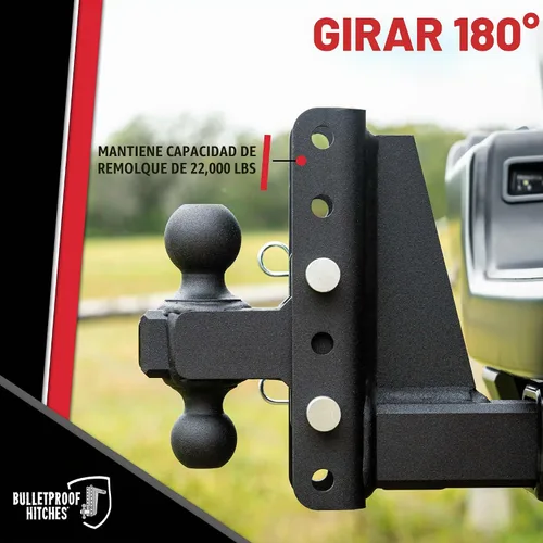 Vista 4 de BulletProof Hitches - Enganche de remolque ajustable resistente de 2.5 pulgadas (clasificación de 22,000 lb.) - Enganche de remolque