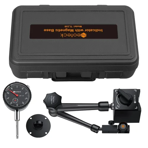 Vista 8 de Neoteck 0-1"/0.001" Dial Indicator and 176lbs (80kg) Max Pull Magnetic Base Calibre de descentralización con caja de almacenamiento, calibre de dial