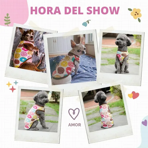 Vista 3 de Camisa para perros pequeños, lindas camisetas de algodón suave sin mangas para perros pequeños, gatos, chaleco para perritos, camiseta para Donut
