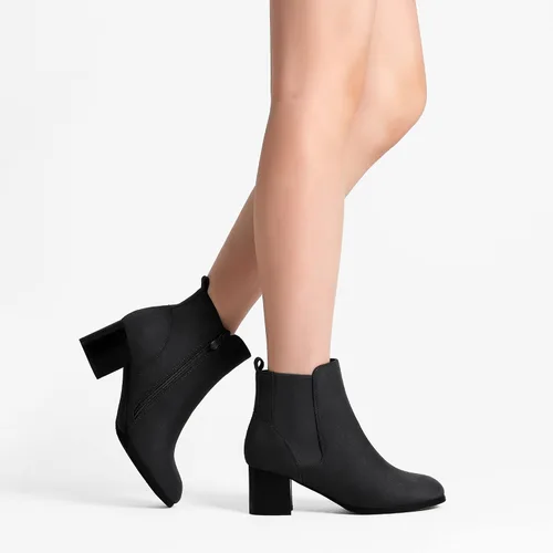 Vista 5 de DREAM PAIRS Botas elásticas Gore Chelsea para mujer, botines de tacón grueso