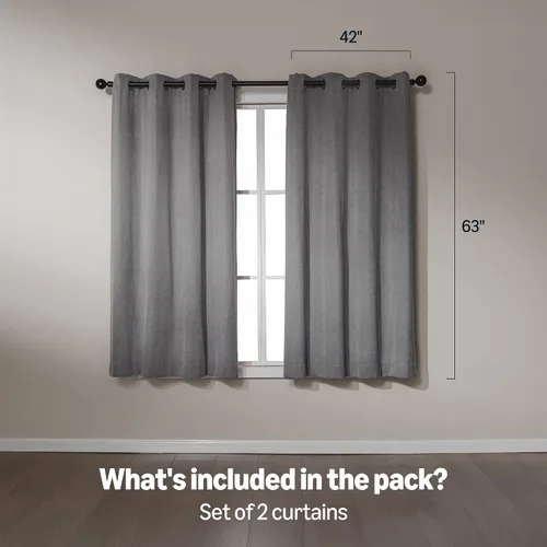Vista 5 de Amazon Basics Cortinas de felpilla para oscurecer la habitación, cortinas filtrantes de luz para dormitorio y sala de estar, juego de 2 paneles