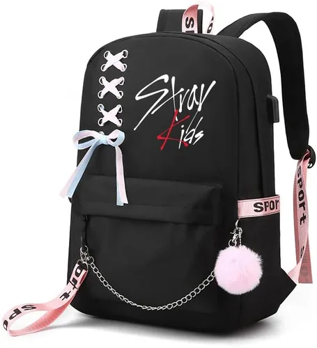 Vista 2 de Ultracase Stray Kids - Mochila escolar para niños, bolsa de libros, mochila casual, mochila casual para niñas con bolsa de lápices, 1, Mochilas