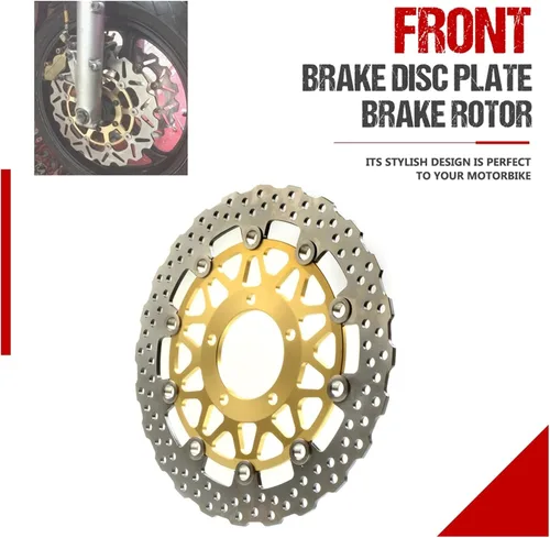 Vista 6 de Para KAWASAKI para Z800 E Z1000 para ZX-10R para VERSYS 1000 ZX-14R ZG GTR ZZ-R 1400 ZX6R NINJA 636 ABS motocicleta disco delantero placa freno Oro