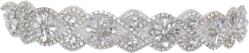 Vista 14 de Cinturón de Boda con Brillantes y Perlas de Cristal para Novia, con Adorno de Cuentas, para Vestidos de Mujer 004 Plata