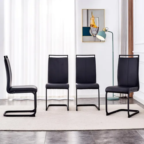 Vista 5 de gopop Juego de mesa de comedor para 8, moderno juego de mesa de comedor de mármol de 71 pulgadas, mesa rectangular grande de vidrio y 8 sillas