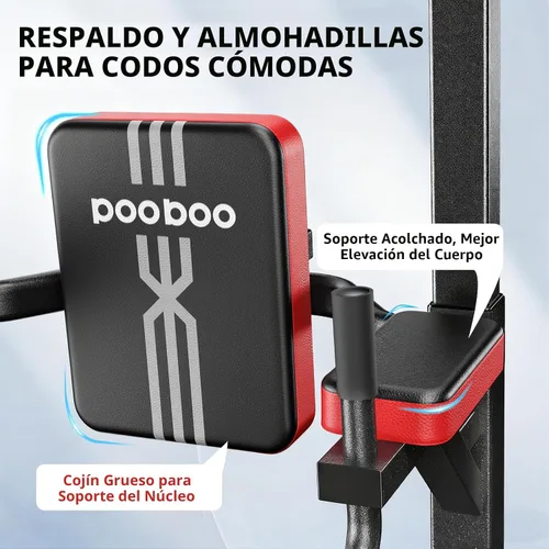 Vista 5 de Pooboo Power Tower Dip Station Pull Up Bar for Fitness Home Gym Workout,450 Pounds Multi-Function Adjustable Height Fitness Strength Training