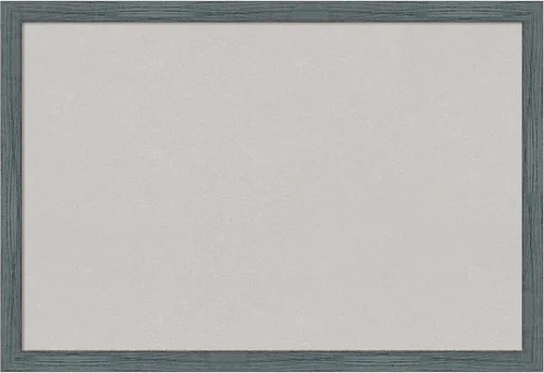 Vista 9 de Amanti Art Grey Cork Board for Wall, 14x20 Vision Board with Blue Wood Frame, Small Corkboard Office Decor for Home Organization, Country Rustic