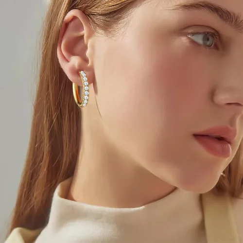 Vista 2 de Ongerek Aretes de aro de oro de 14 quilates para mujer, aretes de aro de oro de 14 quilates, aretes de aro pequeños de oro de 14 quilates, aretes