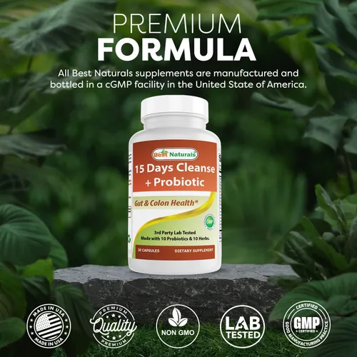Vista 5 de Best Naturals Limpieza intestinal y colon durante 15 días + probióticos para mujeres y hombres con Senna, cáscara sagrada y cáscara de psyllium - 30