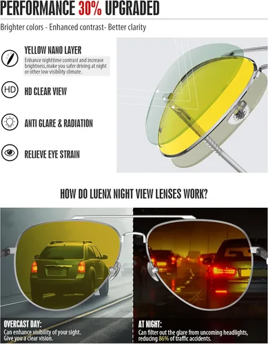 Vista 28 de LUENX, Aviator - Gafas de sol polarizadas, para hombres y mujeres, protección UV 400, con funda 60MM