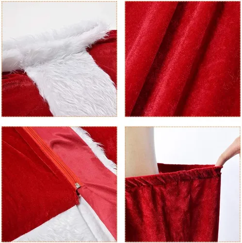 Vista 4 de Disfraz de Papá Noel para adultos y hombres, de franela de lujo, 9 piezas para fiesta de Navidad, cosplay