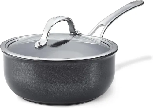 Vista 9 de Anolon X SearTech - Saucier antiadherente de aluminio con tapa, 2.5 cuartos de galón, gris súper oscuro