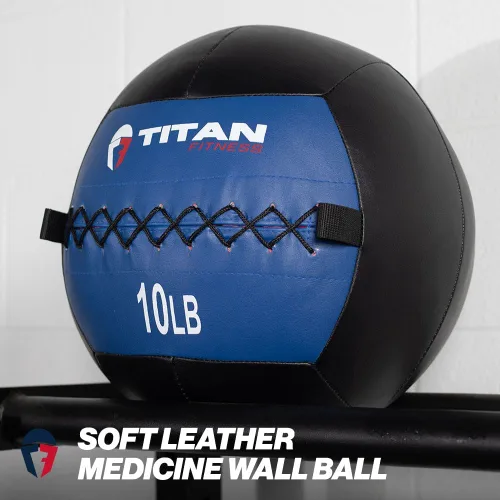 Vista 2 de Titan Fitness Soft Leather Medicine Wall Ball Durable, Endurance, Cardio, Core Strength
