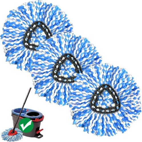 Vista 9 de Juego de repuesto de trapeador giratorio para RinseClean 2 tanques, 2 cabezales + mango + base Microfiber, Washable, Long-lasting, Rust-Resist