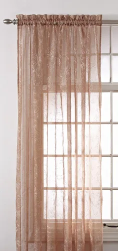 Vista 10 de Renaissance Home Fashion Stylemaster Reese - Cenefa festoneada transparente bordada en capas, 55 x 17 pulgadas, color moca
