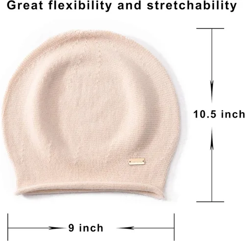 Vista 4 de jaxmonoy Gorro de punto holgado de cachemira para mujer, gorro de invierno suave y cálido de lana para mujer