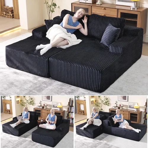 Vista 13 de WHGBJA Sofá cama 3 en 1 para sala de estar/dormitorio, convertible, modular Tumbona sin huesos de 79 pulgadas, sofá biplaza de gran tamaño, sofá