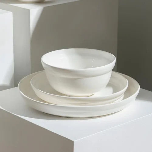 Vista 4 de Stone Lain Virtuo - Juego de platos llanos de porcelana (4 piezas), color blanco