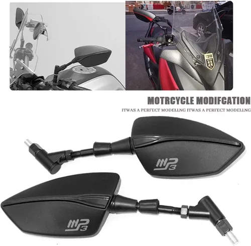 Vista 2 de Para Piaggio MP3 250 300 500 HPE Espejo retrovisor lateral de motocicleta (color negro)