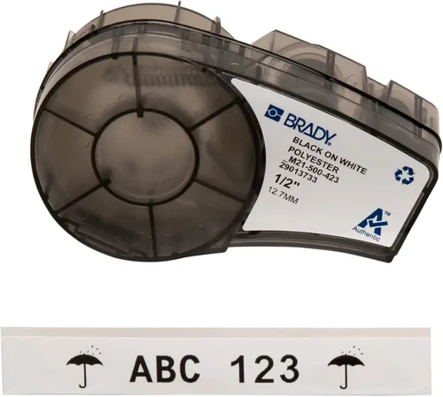 Vista 9 de Brady Etiqueta Auténtica (M21-375-423) de Poliéster para Entornos Severos para Código de Barras, Panel Solar y Placa de Circuito Impreso, Negro