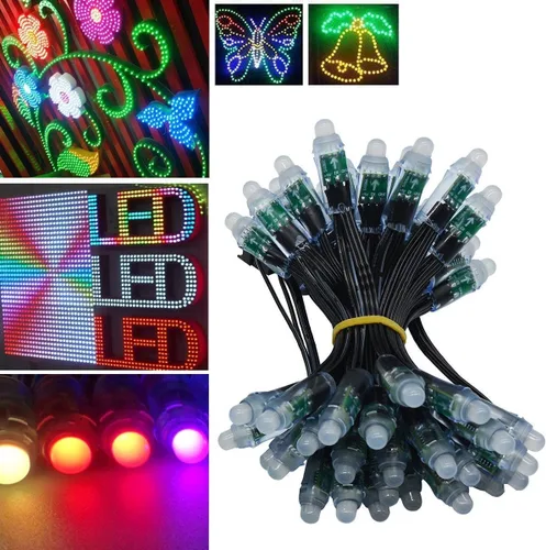 Vista 2 de Set de 5 luces LED individuales direccionables, de WESIRI, WS2811, para módulo de píxeles, impermeabilidad IP68, Negro