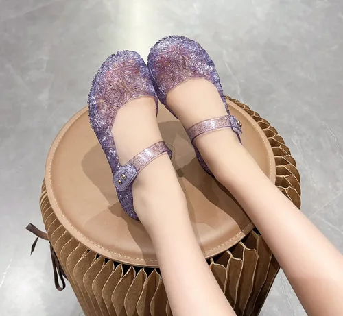 Vista 5 de Sandalias de gelatina para niñas, zapatos de vestir de princesa para niña pequeña, talla 9, fiesta de baile de reina, cosplay, gelatinas, disfraces