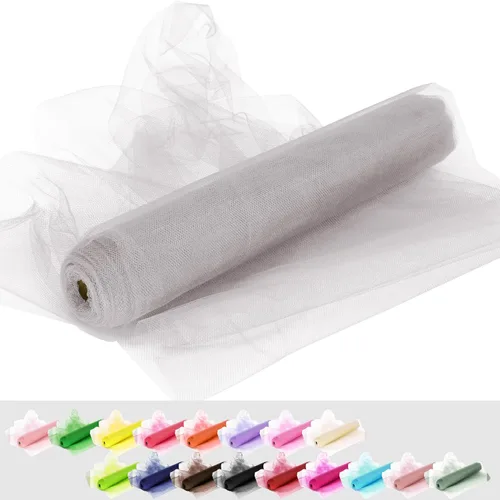 Vista 18 de Rollos de tela de tul, 54 pulgadas por 10 yardas (30 pies), cinta de tul para decoración de fiestas de boda, rollo de tela transparente en bobina