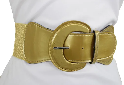 Vista 8 de TFJ - Cinturón ancho para mujer, cintura elástica, cintura alta, color dorado, hebilla grande