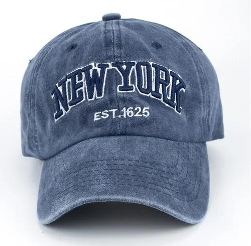 Vista 8 de Sombrero de béisbol New York Distressed-Adjustable Strapback - Sombrero de sarga lavada unisex, talla única
