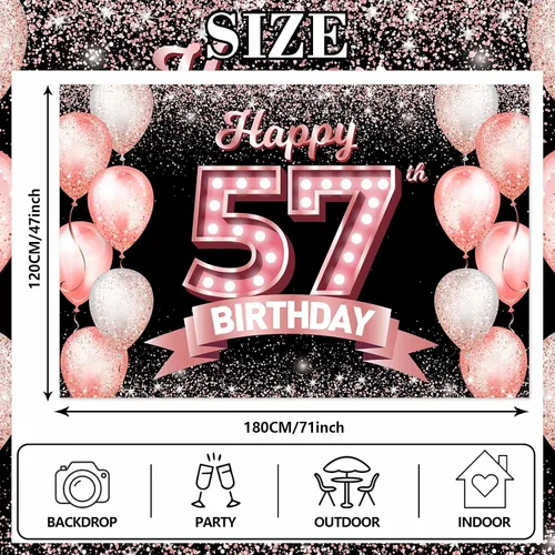 Vista 128 de Cartel de feliz cumpleaños décimo oro rosa, telón de fondo, saludos a 10 años, globos de confeti, decoración temática para niñas de 10 años