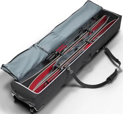 Vista 8 de Athletico Bolsa de esquí doble rodante - Bolsa de esquí acolchada con ruedas para viajes aéreos
