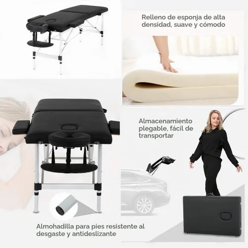 Vista 4 de PayLessHere Mesa de masaje, cama de masaje, cama de spa de 73 pulgadas, mesa de masaje de aluminio con funda de transporte para cara, altura