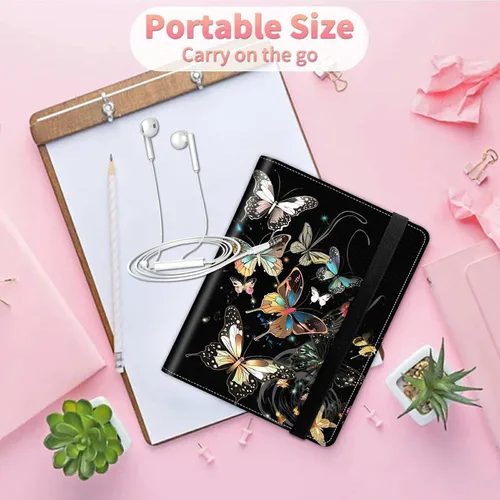 Vista 6 de Álbum de fotos de mariposa de 5 x 7 pulgadas, 120 bolsillos con banda elástica fuerte, pequeña carpeta protectora de hojas de álbumes para fotos