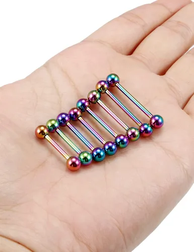 Vista 3 de Kit de piercings – Juego de piercings para lengua, pezón y puente, anillos para lengua incluidos