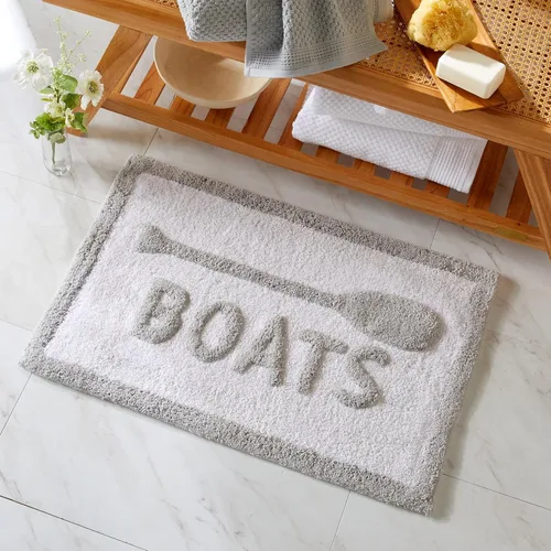 Vista 2 de Market & Place Alfombra de baño de barcos, bonita alfombra de baño, divertida decoración de baño para bañera y ducha, alfombras de baño absorbentes