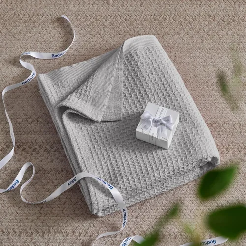 Vista 5 de Bedsure Gentlesoft - Manta de 100 % algodón, tamaño Twin XL, para dormitorio universitario, transpirable y suave, manta Twin de tejido waffle