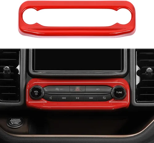 Vista 9 de Linskip Moldura de unidad de audio compatible con Ford Bronco Sport 2021 2022 2023 2024, cubierta del panel de control de volumen de la consola