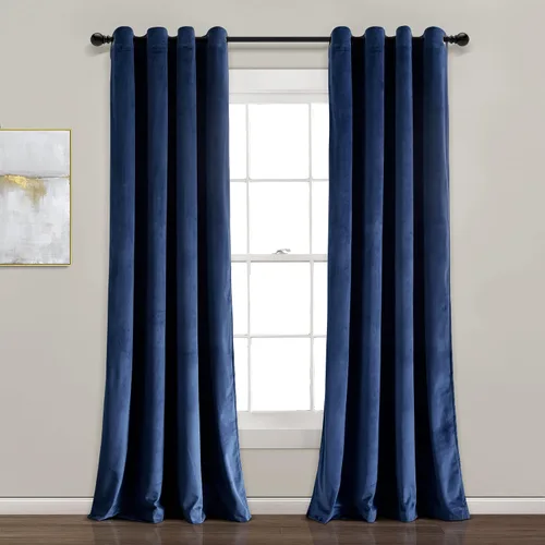 Vista 31 de Lush Decor Prima Velvet - Par de paneles de cortinas de ventana de terciopelo sólido con filtro de luz, 38" de ancho x 84" de largo, negro