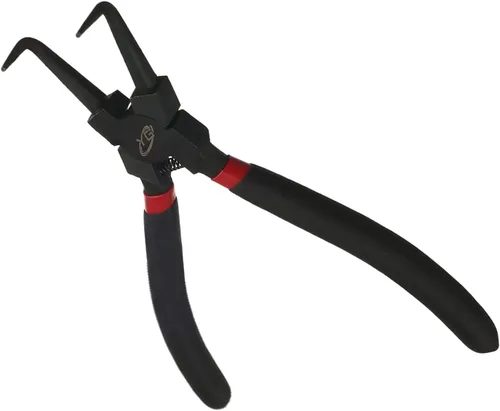 Vista 9 de Utoolmart Mango recubierto de plástico de acero de alto carbono de 7 pulgadas de 90 grados, alicates de circlip doblado externo, 1 unids