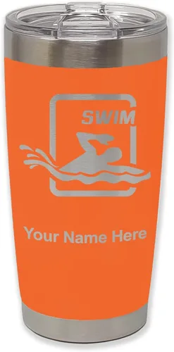 Vista 41 de LaserGram Vaso aislado al vacío de 20 onzas, para natación, grabado personalizado incluido (negro) Engraved Gift for Swimmers, Vacuum Insulated