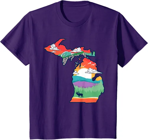 Vista 23 de Michigan Outside - Camiseta con ilustración artística